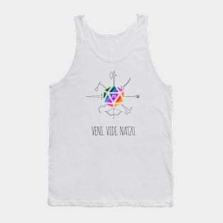 Veni. Vidi. Nat20. - rainbow & black - LGBTQ+ ttrpg dice Tank Top